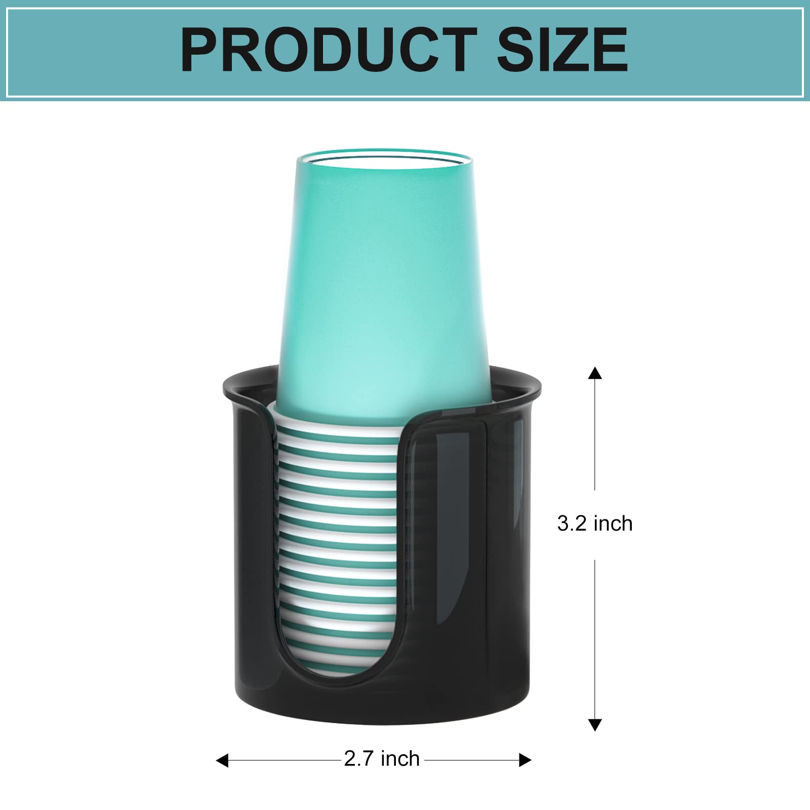 Byaway Bathroom Cup Holder - 2 Pack 3 Oz Cup Dispenser For Bathroom Vanity Countertop - Small Paper Cup Dispenser For Mouthwash